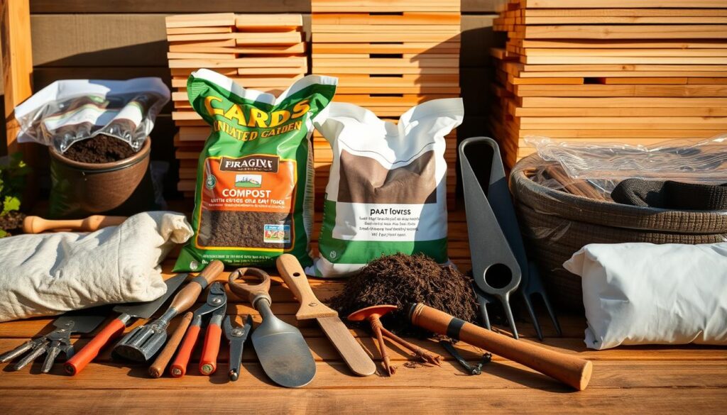 Tools and materials for raised bed